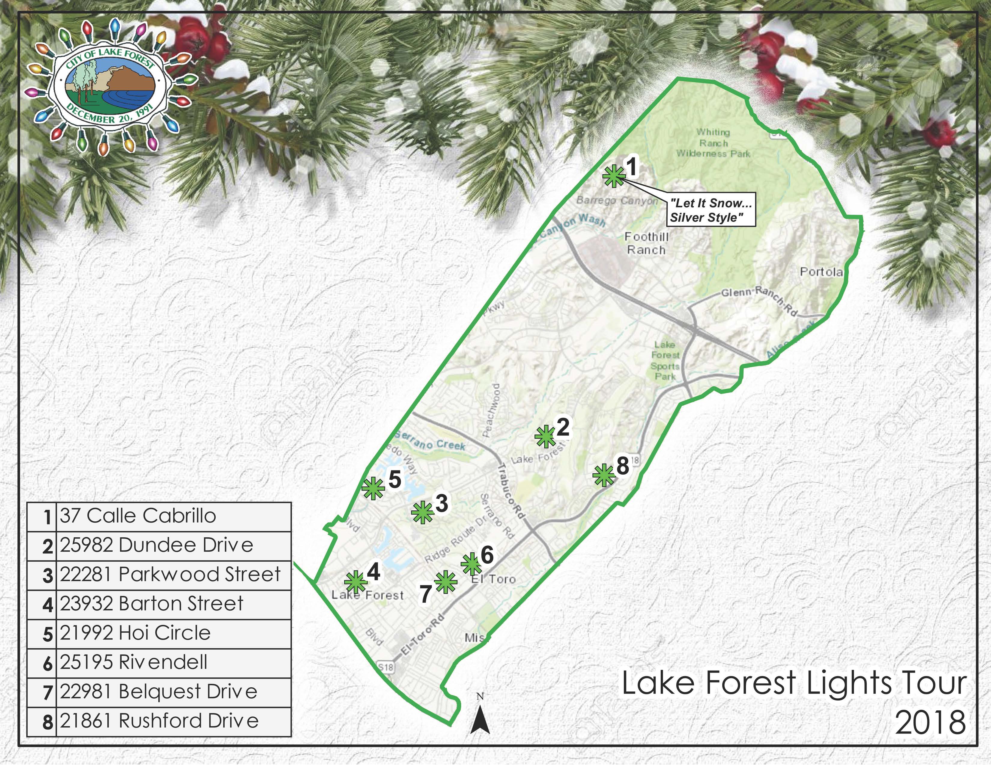 Lake Forest Lights Tour Map 2018 Lake Forest Lights Tour Map 2018