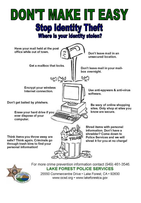 Don't Make It Easy Identity Theft Don't Make It Easy Identity Theft